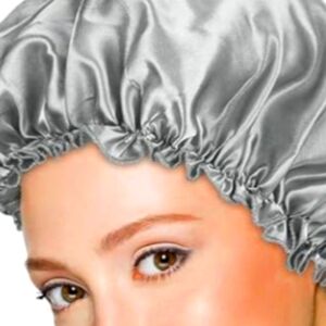 🐺 NIP Silver Satin Sleep Bonnet Sleeping Hat Hair Cover Night Cap